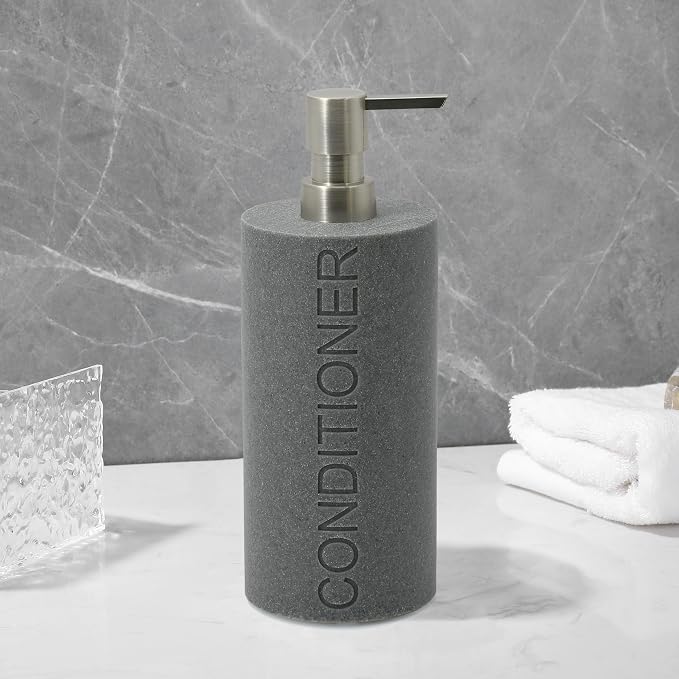 Resin Neutral Gray Sandstone Conditioner Engraved Bottle Refillable Pump - Image 5