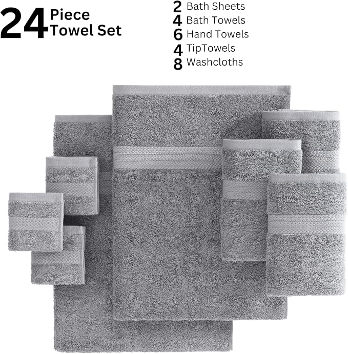 Lane Linen Complete 24 PCs Bath Towel Set - Image 6
