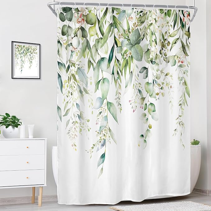 Riyidecor Extra Long Eucalyptus Leaves Shower Curtain - Image 2