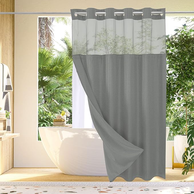 Gibelle No Hook Waffle Weave Shower Curtain by Gibelle