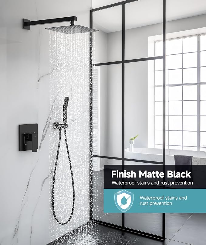 SR SUN RISE Shower System Bathroom 10 Inch Rainfall Shower Head & Handle Set - Image 2