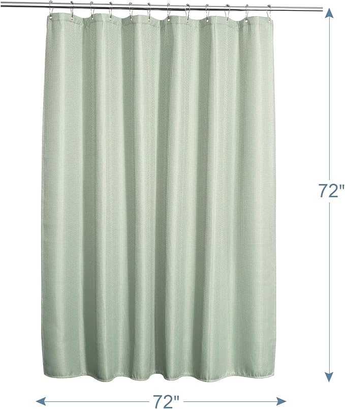 AmazerBath Sage Green Shower Curtain Fabric, Waffle Shower Curtain Cloth - Image 8