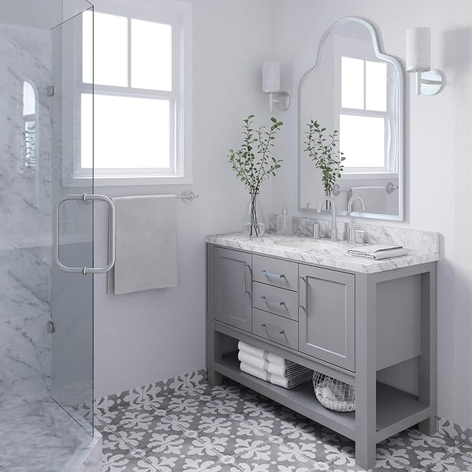 ARIEL 48" Grey Bathroom Vanity Base Cabinet, 2 Soft Closing Doors and 2 - Image 2
