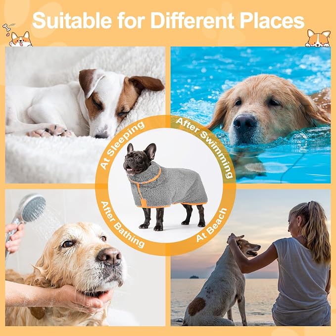 Bienbee Dog Bathrobe, Quick Drying Super Absorbent Dog Robes - Image 6