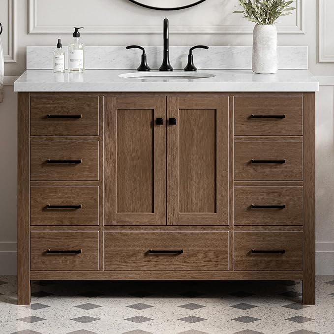 ARIEL Cambridge 49 Inch Single Oval Sink Bathroom Vanity by Ariel