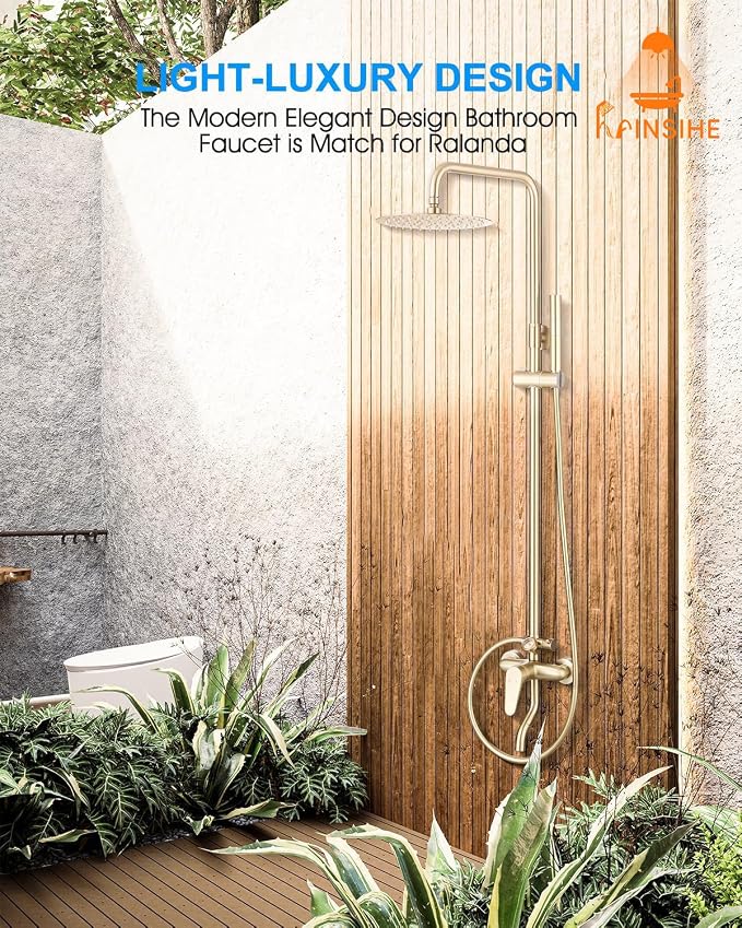 Outdoor Shower Kit Gold, Exposed Shower System - Image 8