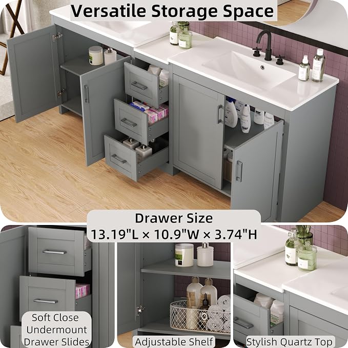 84" Double-Sink Bathroom Vanity - Image 7