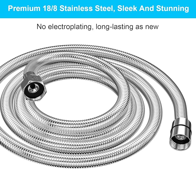 118" Shower Hose, Extra Long 304 Stainless Steel Handheld Shower Head Hose - Image 3