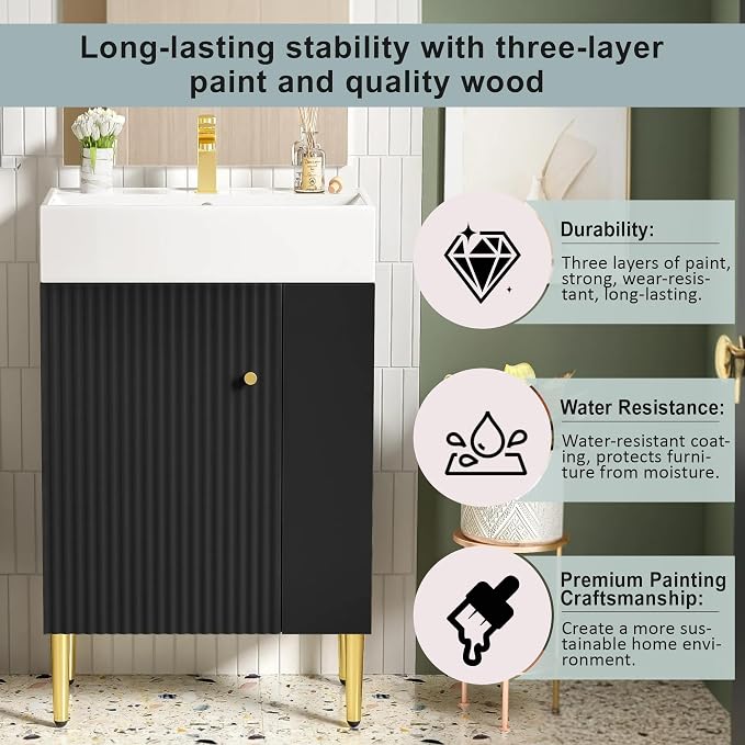 Merax 21.6 Inch Small Bathroom Vanity Sink Combo, Freestanding Bathroom Cabinet - Image 8