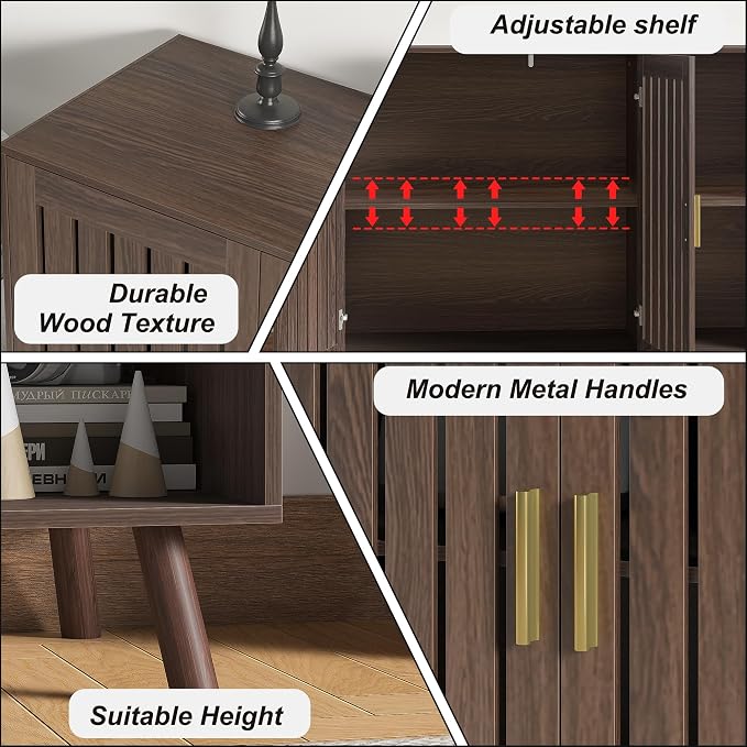 Sideboard Storage Cabinet, 47.2" W Farmhouse Buffet Cabinet - Image 4