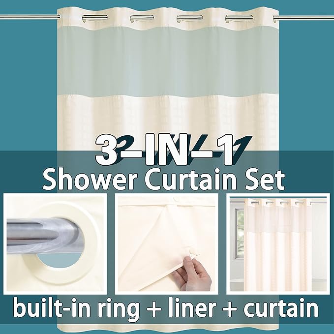 Conbo Mio Extra Long No Hook Shower Curtain - Image 3