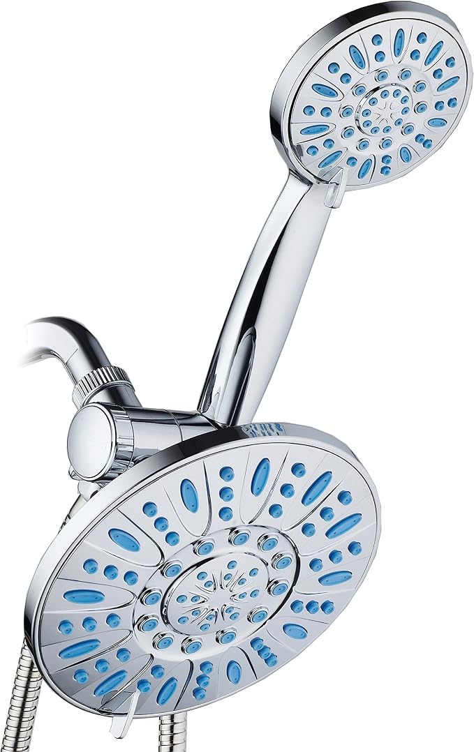 Antimicrobial/Anti-Clog High-Pressure 30-setting Rainfall Shower Combo by by AquaDance