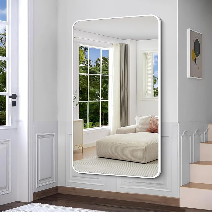 BONEWEI White Bathroom Mirror, 60x36 inch Wall Mirror - Image 6