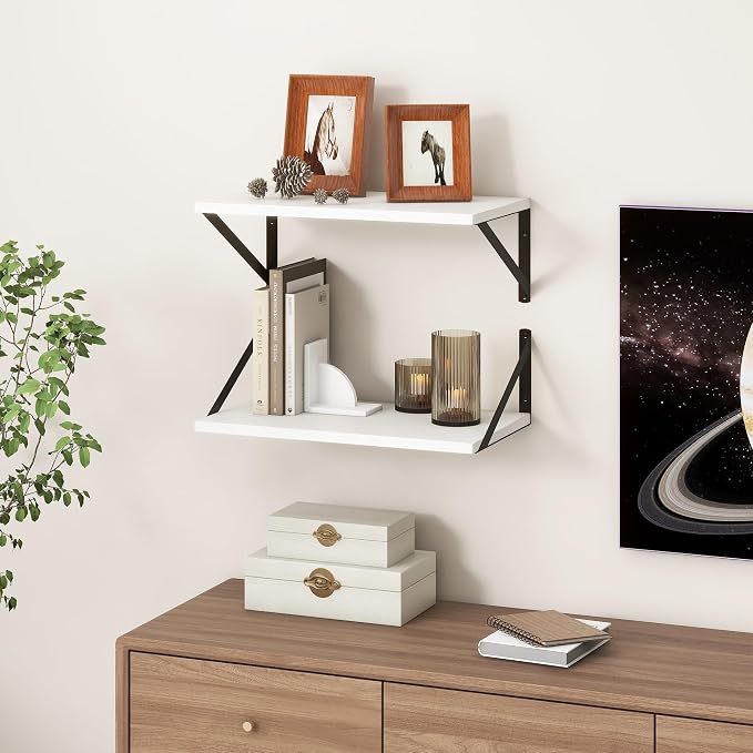Fun Memories White Floating Shelves 18 Inch Long, Rustic Floating Shelf - Image 2