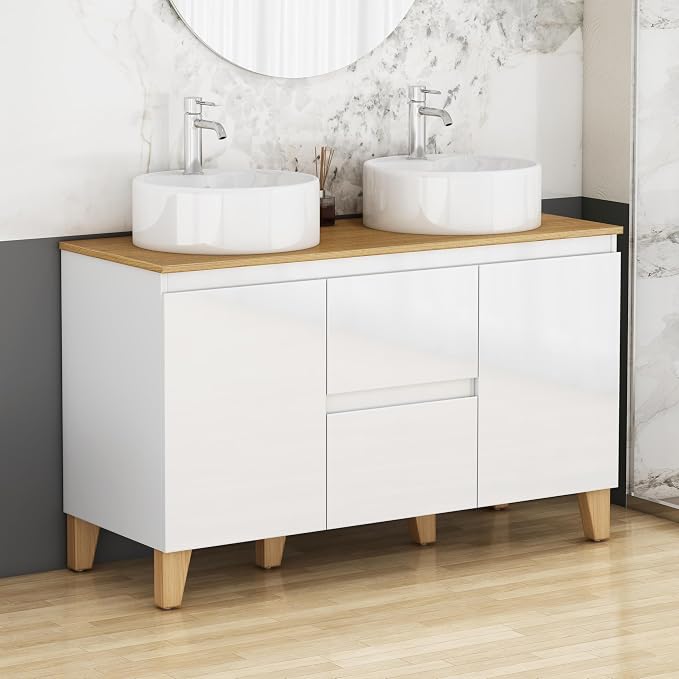 47-Inch Dounle Sink Bathroom Vanity, Freestanding Bathroom Vanities by MELAABUUHOME