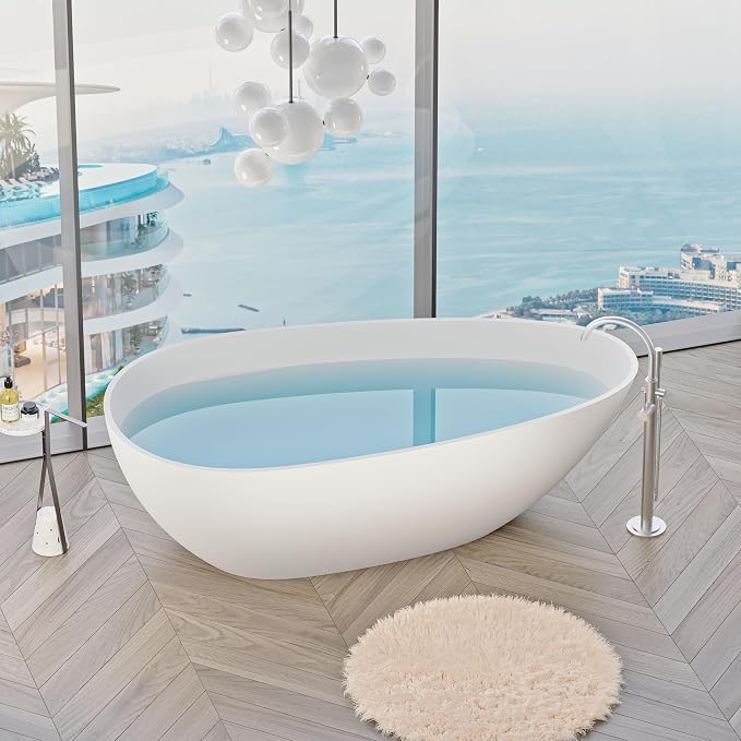 Abruzzo 59" Small Freestanding Bathtub Solid Surface by ABRUZZO