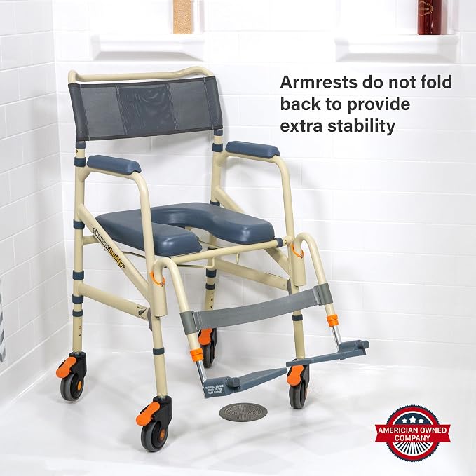 SolutionBased - - Lightweight Aluminum Folding Rolling Shower Chair - Image 5