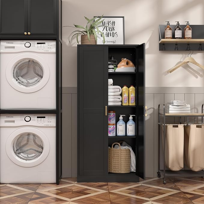 Kitchen Cabinet Storage, 60”Metal Pantry Cabinet - Image 5