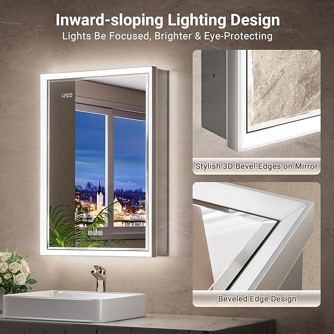 30x32 Beveled Lighted Medicine Cabinet - Image 3