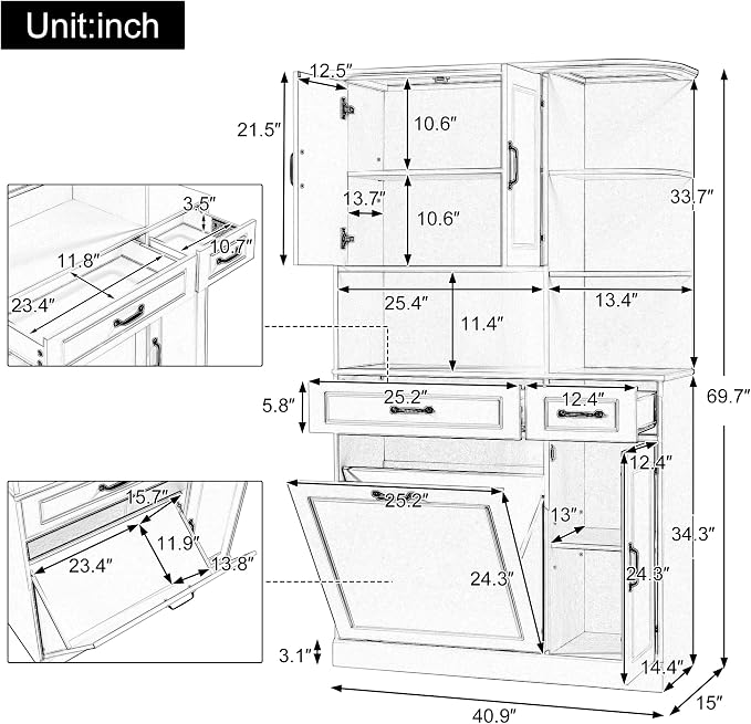 70" Tall Freestanding Storage Cabinet - Image 2