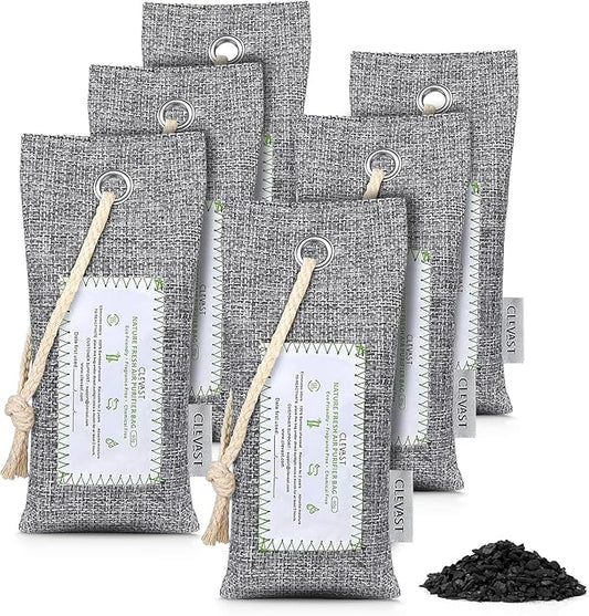 CLEVAST 6 Pack Activated Bamboo Charcoal Air Purifying Bags, Natural Fresh Odor by CLEVAST