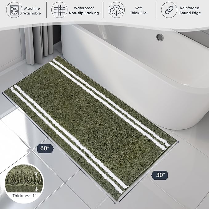 PURRUGS Bathroom Rug Non-Slip Machine Washable 30" x 60", Super Absorbent and - Image 7