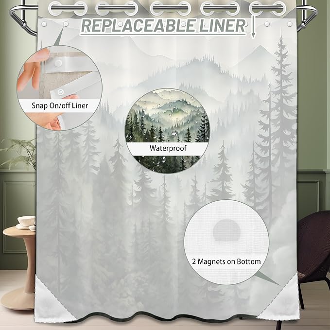 Forest Hookless Shower Curtain - Image 6