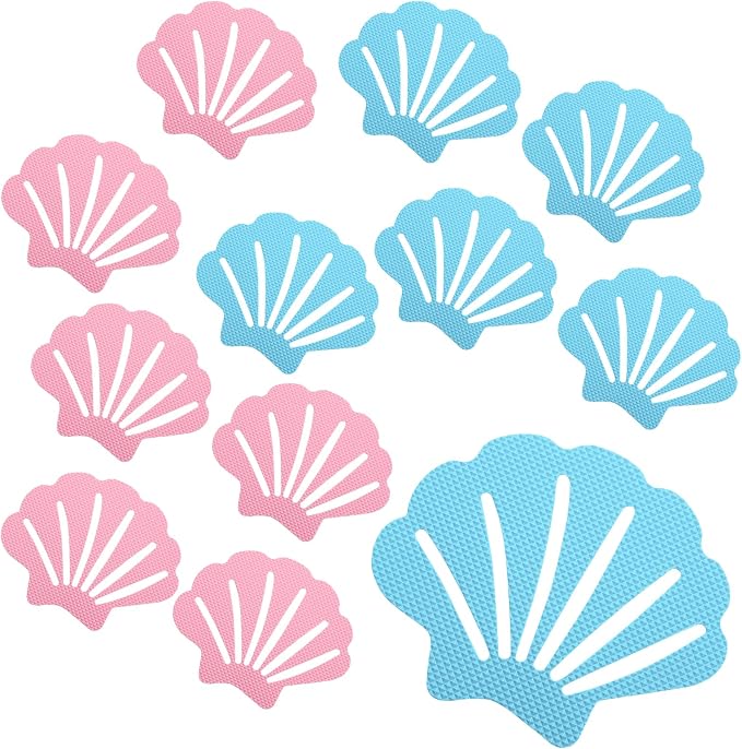 12 Pcs Bathtub Stickers Non Slip, Shell Shaped Tubs Safety Shower Treads by Coufce