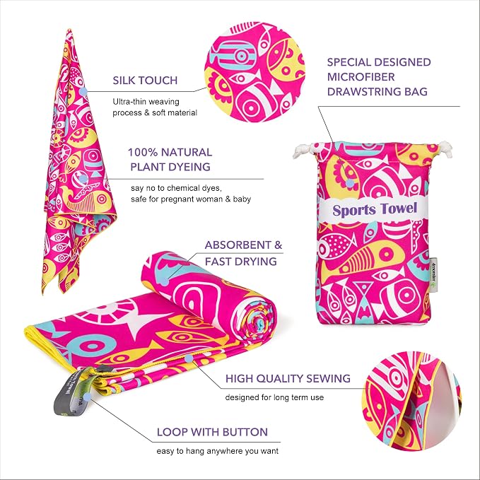 4Monster Microfiber Beach Towel Quick Dry, Super Absorbent Lightweight Travel - Image 3
