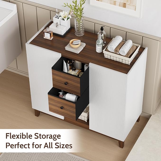 Bathroom Storage Cabinets with Drawers and Doors, Kitchen Storage Cabinet with - Image 5