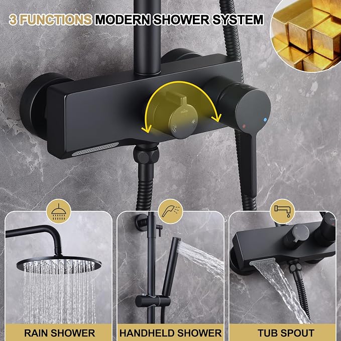 Matte Black Exposed Shower System - Image 3