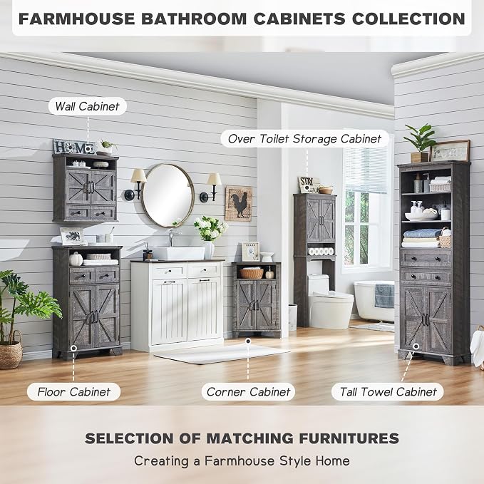 ACCOHOHO Bathroom Wall Cabinet, Farmhouse Medicine Cabinet, Adjustable Shelf - Image 6