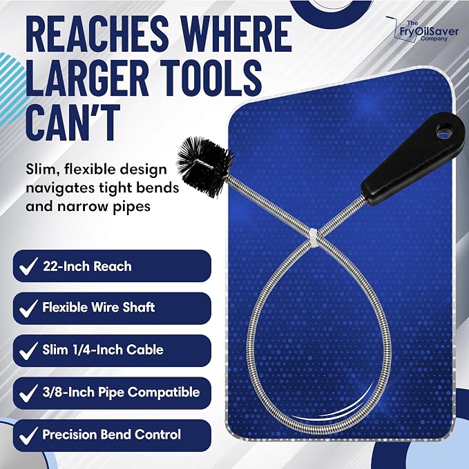 22" Long Sink Drain Cleaning Brush by FryOilSaver Co., Clog Remover - Image 2