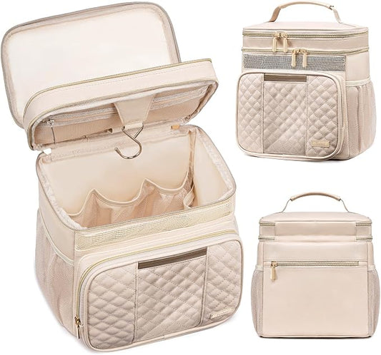 Large Leather Toiletry Bag for Women Men, Bathroom Bag, Water Resistant Shower by Tealari