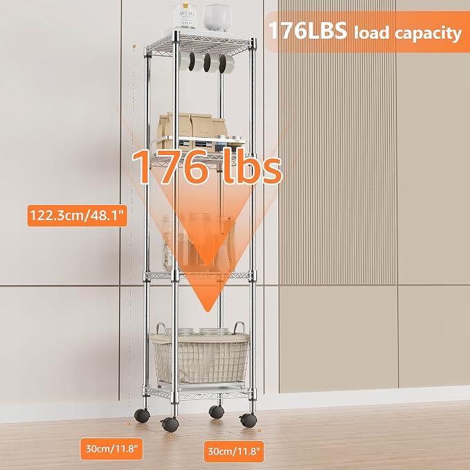 IZEUK 4 Tier Steel Storage Shelves, Adjustable Wire Shelving Unit - Image 3
