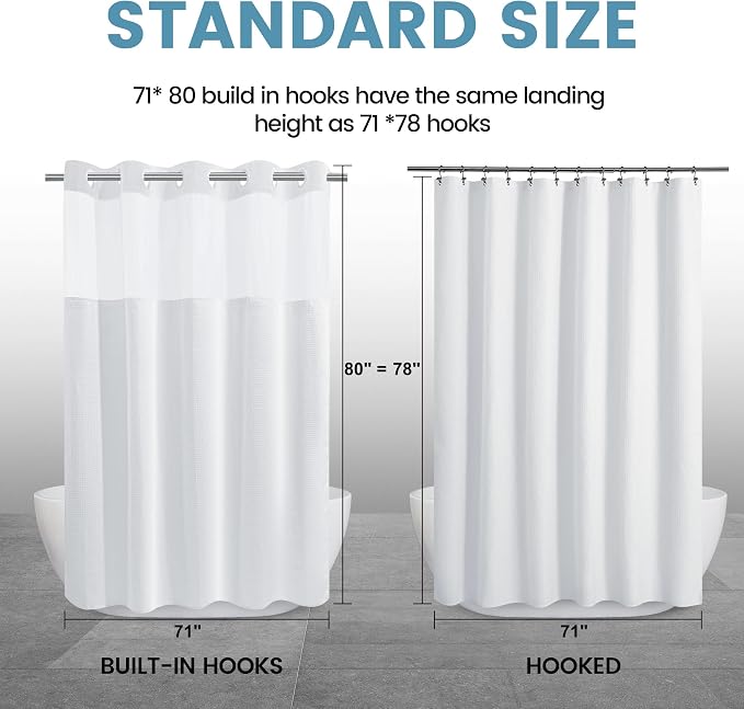 Long No Hook Shower Curtain - Image 7