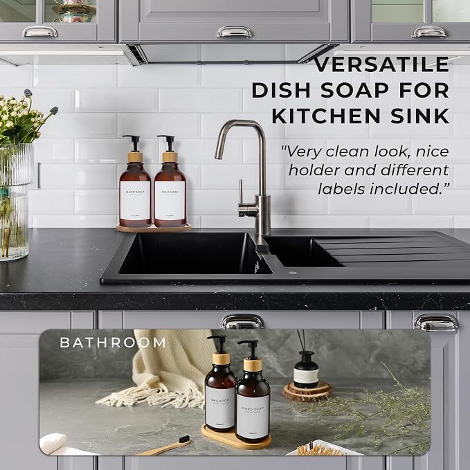 Maisonovo Plastic Soap Dispenser Set | Hand Soap and Dish Soap Dispenser Set | - Image 3