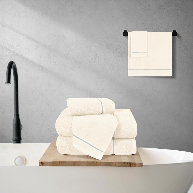 MyOwn Ultra Soft 6 Pack Cotton Towel Set, Contains 2 Bath Towels 28x55 inch - Image 4