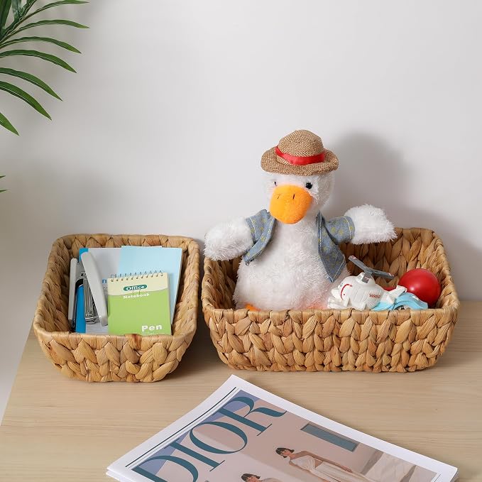 Small Wicker Baskets for Organizing 2 Pack, Hand Woven Baskets for Storage - Image 2