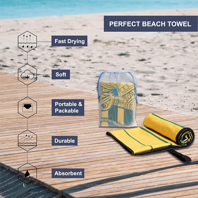 4Monster Microfiber Beach Towel Quick Dry, Super Absorbent Lightweight Travel - Image 2