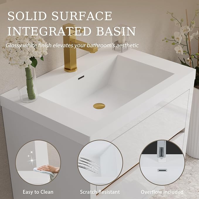 Modern 30" Wall-Mounted Bathroom Vanity - Image 6