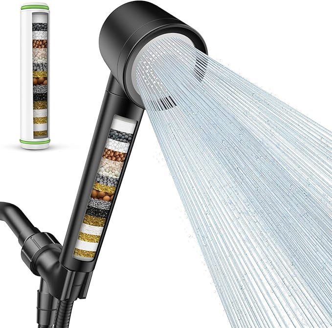 Filtered Shower Head with Handheld, High Pressure Water Flow and Multiple Spray by Sipaote