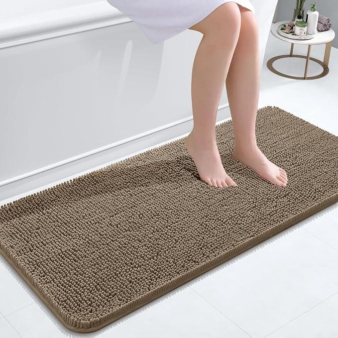 OLANLY Bathroom Rugs 47x20, Extra Soft Absorbent Chenille Bath Rugs, Rubber by OLANLY