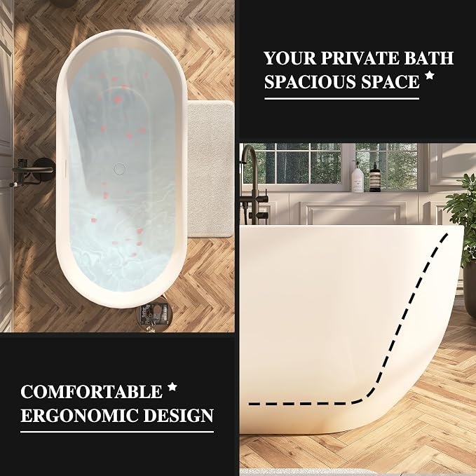 67" Acrylic Freestanding Bathtub, Contemporary Freestanding Tub - Image 4