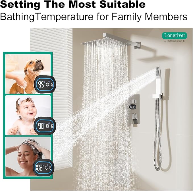 Shower Faucet Set with Hydro Power Temperature Display, Shower System Bathroom - Image 3