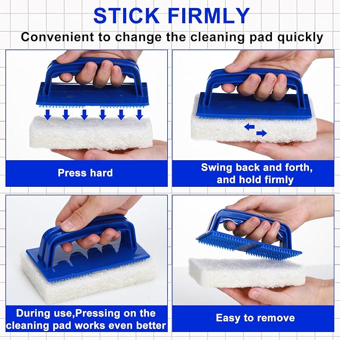 Maxdot 18 Pcs Handled Bath Scrubber Set, 15 Bathroom Scouring Pad 3 Bathtub - Image 3