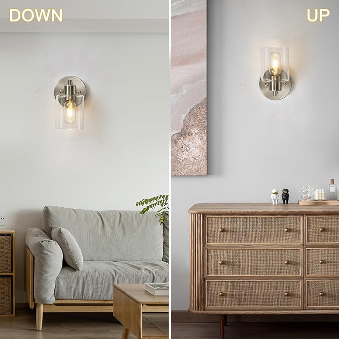 Wall Sconces for Bathroom, Brushed Nickel Vanity Light Fixtures, Modern Wall - Image 6