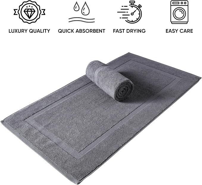 SALBAKOS 100% Turkish Cotton Bath Mat Set 2-Piece - Image 4
