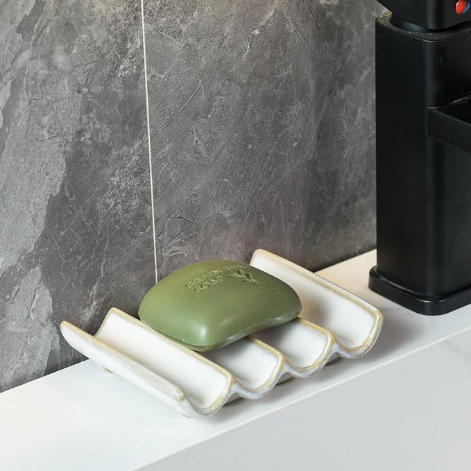 Soap Dish with Self Drain Fluted Design, Bar Soap Holder - Image 3