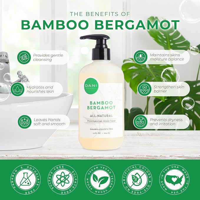 DANI Naturals Moisturizing Hand Soap – Bamboo Bergamot Scent, Sulfate-Free & - Image 2